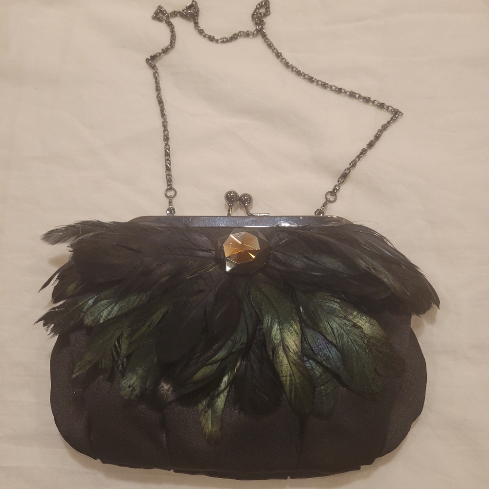 🦚EUC- EXOTIC FEATHER EVENING BAG